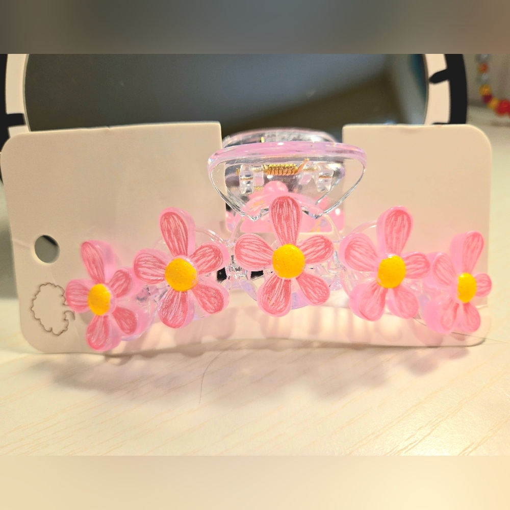 Pink Floral Hair Claw